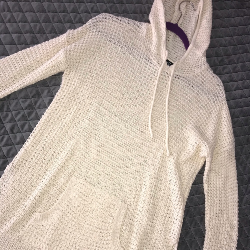 Long Beige Sweater w/ Hoodie